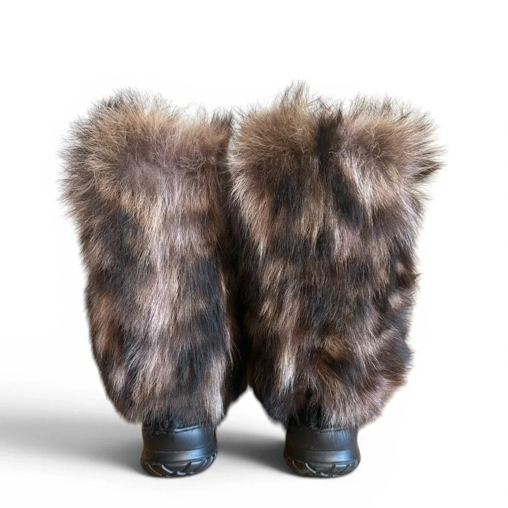 Winna Italian Fur Pony Hair Leather Tassel Sherpa Lined Winter Snow Boots Sz 38